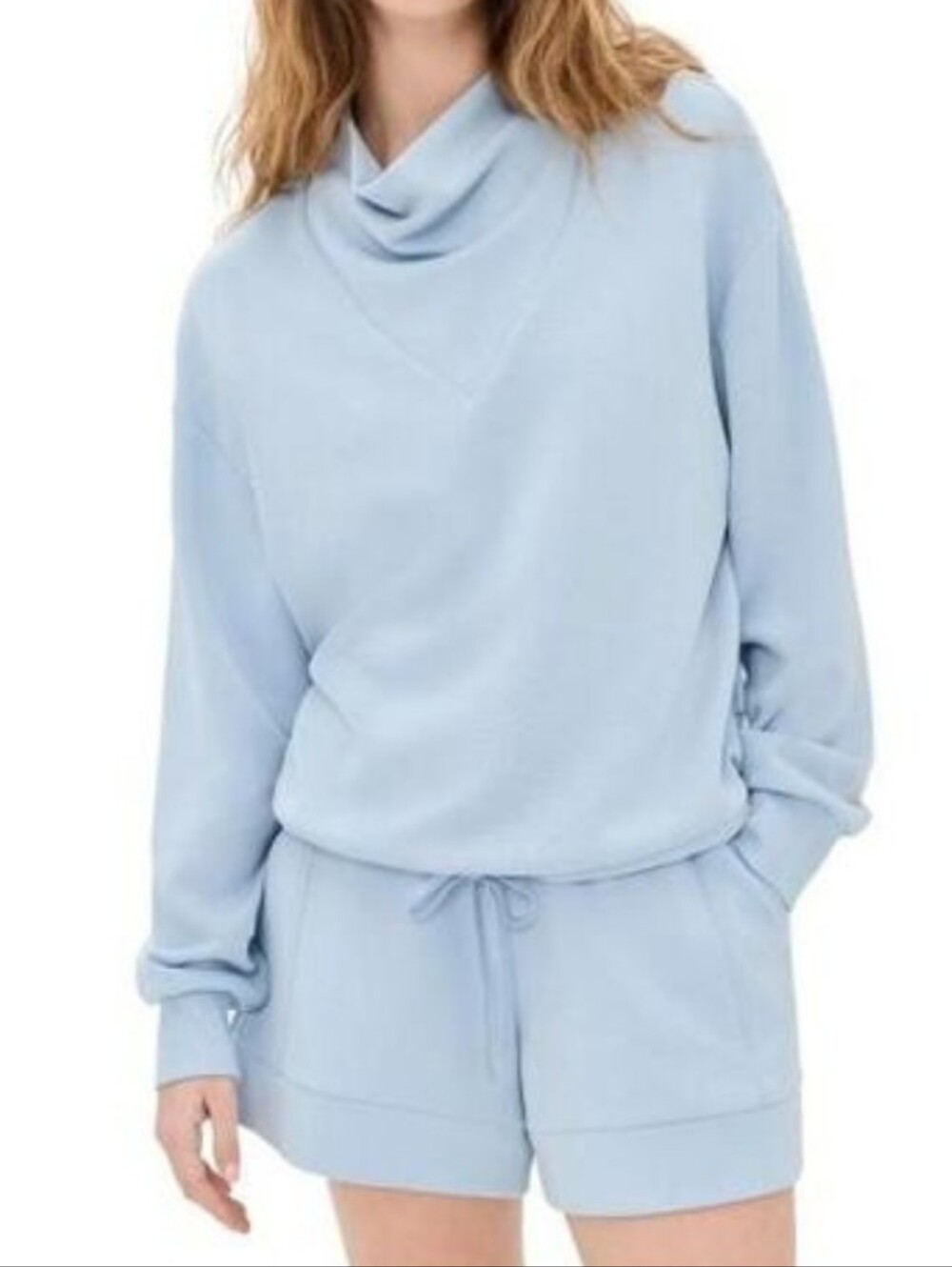 Varley DoubleSoft Betsy Sweatshirt Light Blue Stretch-Jersey Women's Size Large